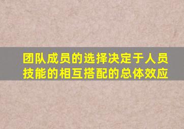 团队成员的选择决定于人员技能的相互搭配的总体效应