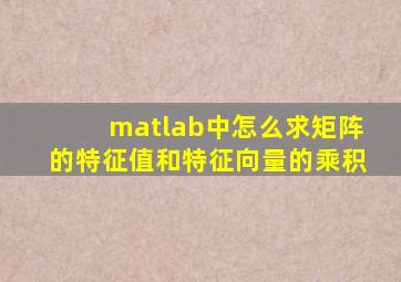 matlab中怎么求矩阵的特征值和特征向量的乘积