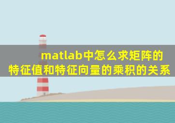matlab中怎么求矩阵的特征值和特征向量的乘积的关系