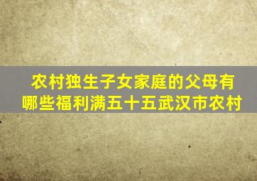 农村独生子女家庭的父母有哪些福利满五十五武汉市农村