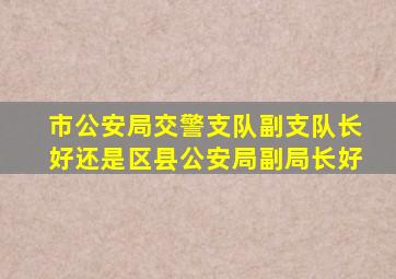 市公安局交警支队副支队长好还是区县公安局副局长好