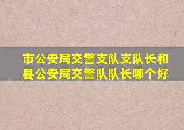 市公安局交警支队支队长和县公安局交警队队长哪个好