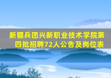 新疆兵团兴新职业技术学院第四批招聘72人公告及岗位表