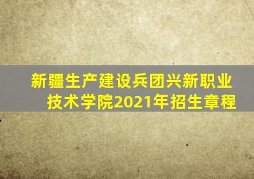 新疆生产建设兵团兴新职业技术学院2021年招生章程