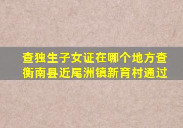 查独生子女证在哪个地方查衡南县近尾洲镇新育村通过