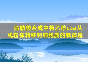 脂肪酸合成中将乙酰coa从线粒体转移到细胞质的载体是