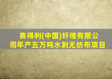 赛得利(中国)纤维有限公司年产五万吨水刺无纺布项目