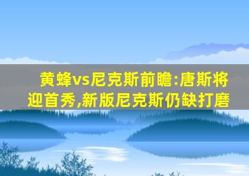 黄蜂vs尼克斯前瞻:唐斯将迎首秀,新版尼克斯仍缺打磨